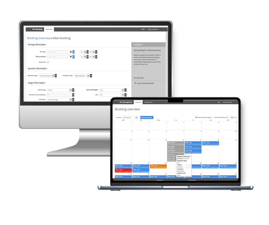 Image of a dashboard showing usage of a slot booking system